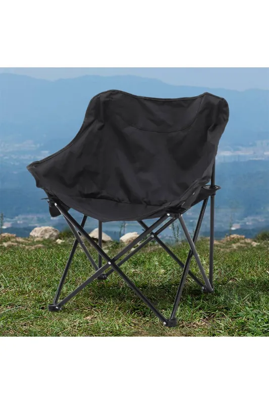 Living and Home Outdoor Portable Folding Camping Chair in Black - Black - Size: One Size