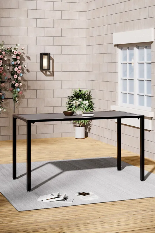 Living and Home Outdoor Rectangular Metal Frame Garden Dining Table in Grey Grey