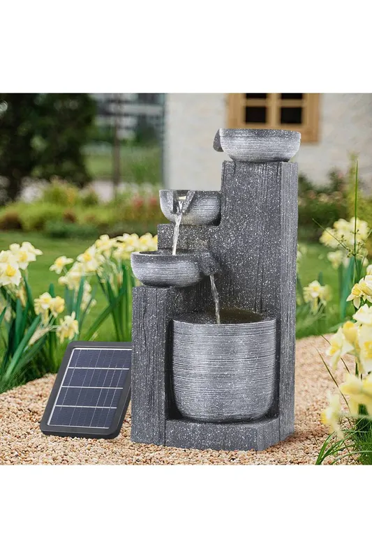 Living and Home Outdoor Solar-Powered Water Fountain Rockery Decor in Natural - Natural