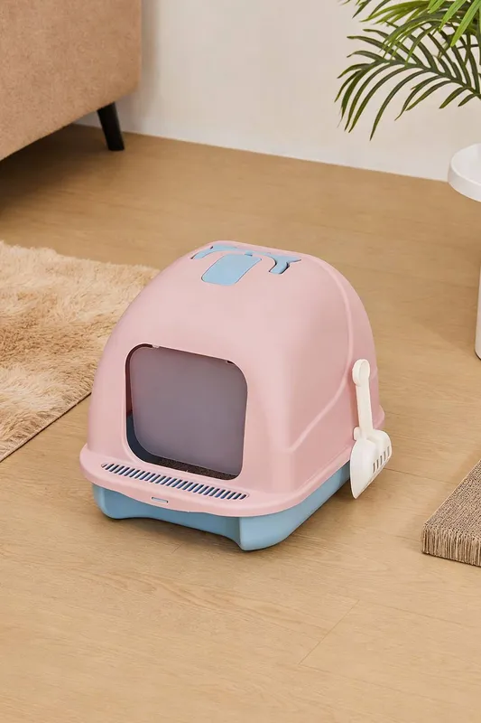 Living and Home Pink Durable PP Foldable Cat Litter Box - Pink