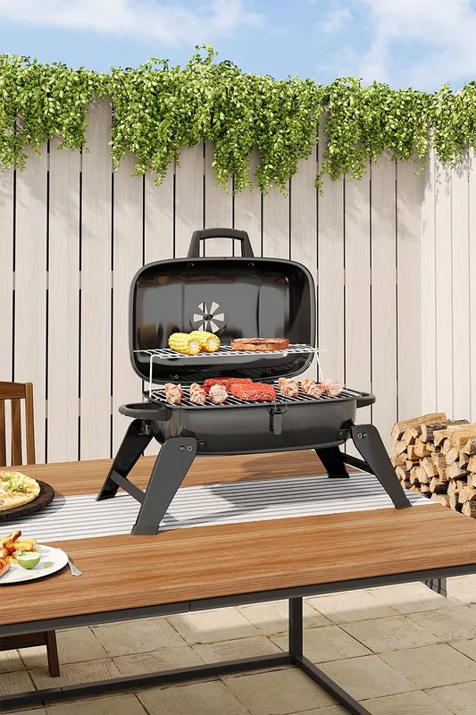 Living and Home Portable Charcoal Grill Charcoal Bbq for Outdoor Patio in Black Black