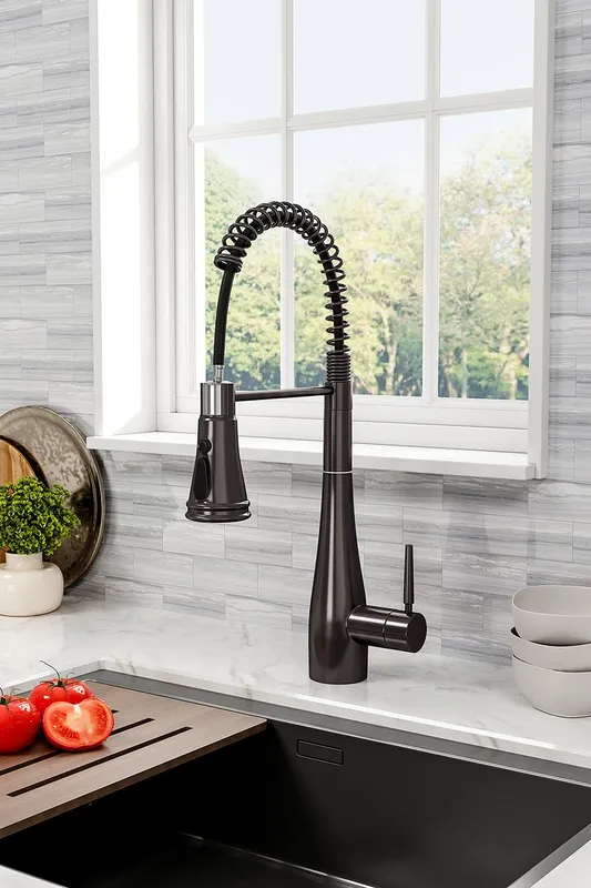 Living and Home Pull-Down Swivel Pre-rinse Kitchen Faucet in Grey - Grey - Size: One Size