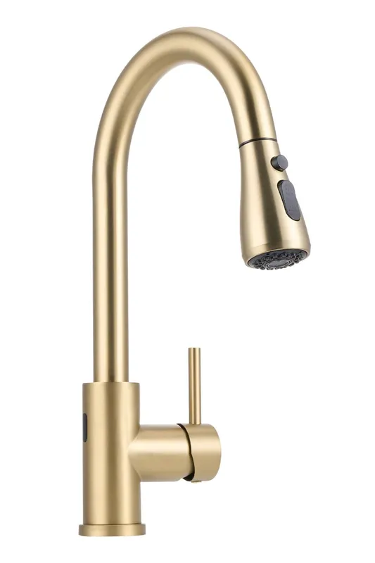 Living and Home Pull-Out Sensor Kitchen Faucet in Gold - Gold