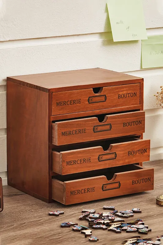 Living and Home Retro 4-Drawers Wooden Organizer Box in Brown - Brown