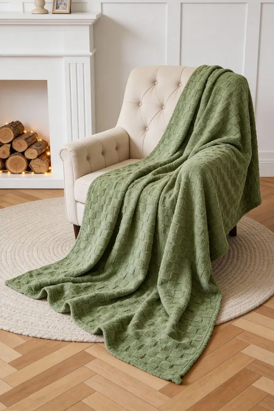 Living and Home Reversible Soft Checkered Throw Blanket in Green Size: Small Green Small