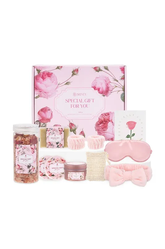 Living and Home Rose-Scented Self-Care Spa Gift Set in Pink Pink