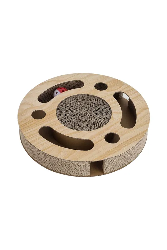 Living and Home Round Cat Scratcher with Ball Toy in Brown - Brown