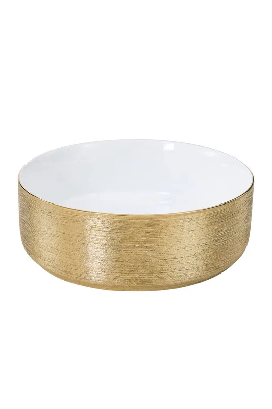 Living and Home Round Ceramic Countertop Washbasin Vessel Sink in Gold Gold