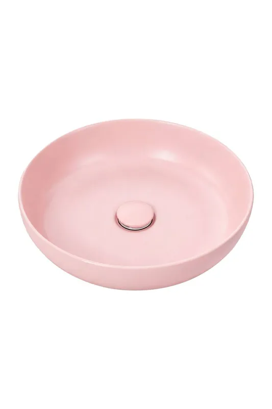 Living and Home Round Ceramic Countertop Washbasin Vessel Sink in Pink Pink