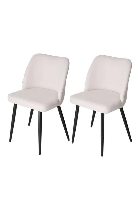Living and Home Set of 2 Upholstered Dining Chairs in Beige Beige