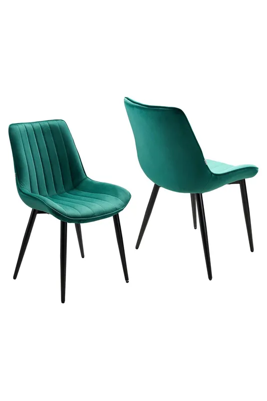 Living and Home Set of 2 Upholstered Dining Chairs in Green Green