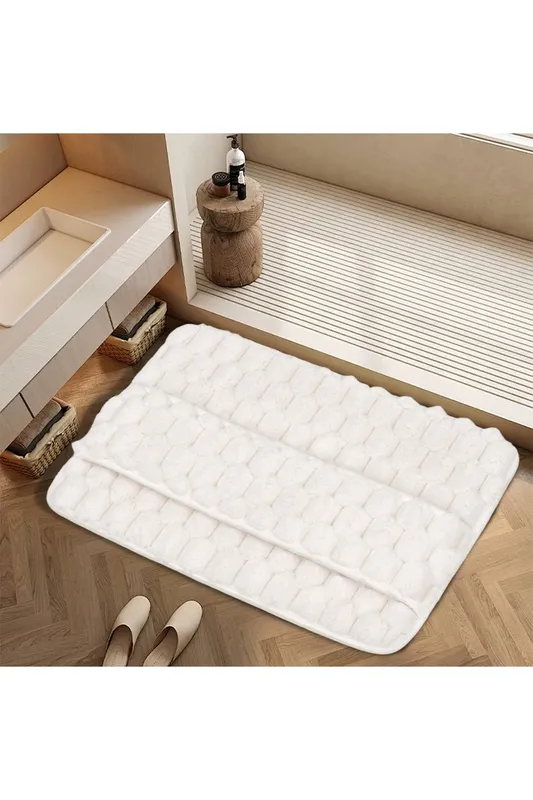 Living and Home Soft Non-Slip Polyester Bath Mat in Beige Size: 50 x 80cm - Beige