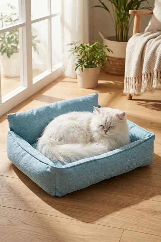 Living and Home Soft Pet Bed with Non-Slip Base in Blue - Blue - Size: One Size
