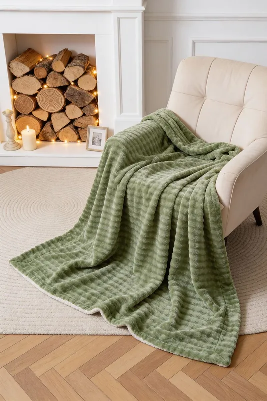 Living and Home Soft Polyester Throw Blanket in Green Size: Large Green Large