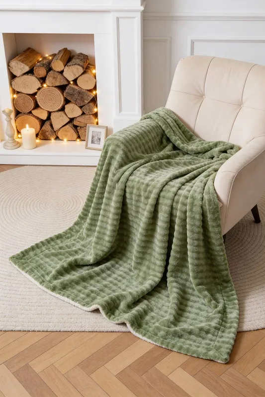 Living and Home Soft Polyester Throw Blanket in Green Size: Extra Large Green Extra Large
