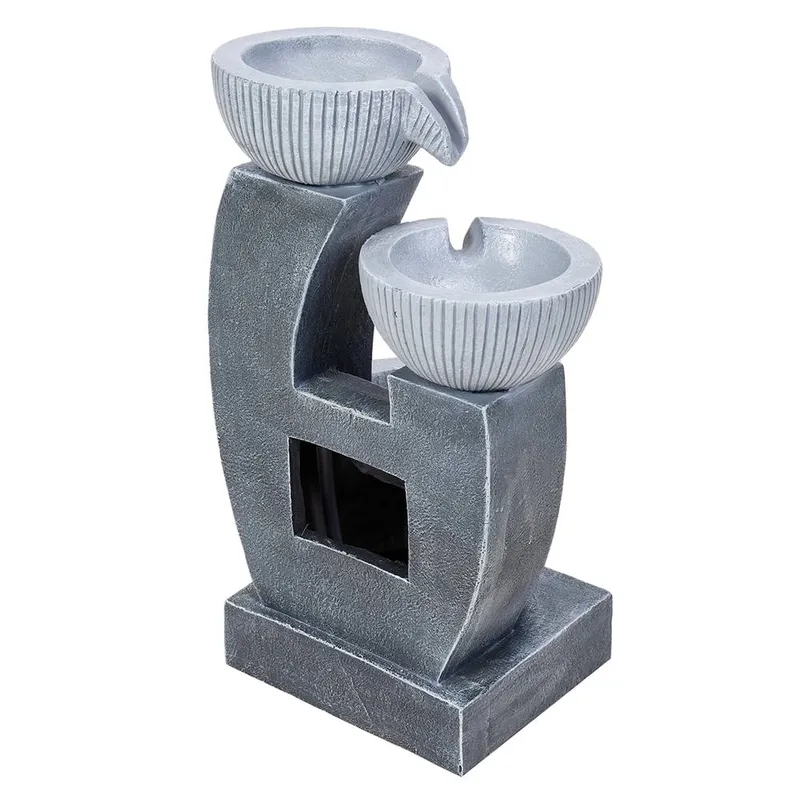 Living and Home Solar-Powered Water Fountain Outdoor Gardening Decor in Grey - Grey