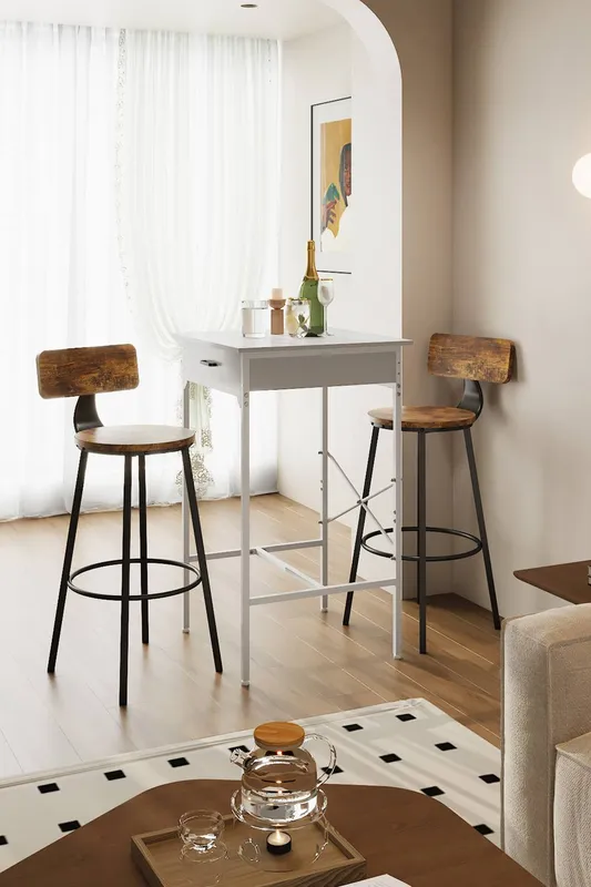 Living and Home Unisex Square White Tall Table for Cafe Bar White One Size female