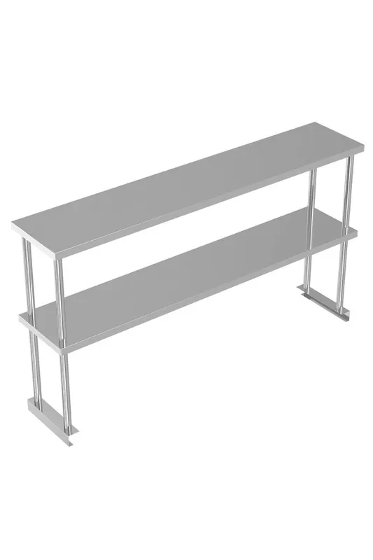 Living and Home Stainless Steel Catering Table Top Over-shelf Kitchen Bench Worktop in Silver - Silver