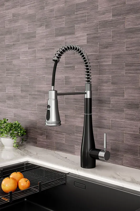 Living and Home Swivel Pull-Down Pre-rinse Kitchen Faucet in Silver - Silver - Size: One Size