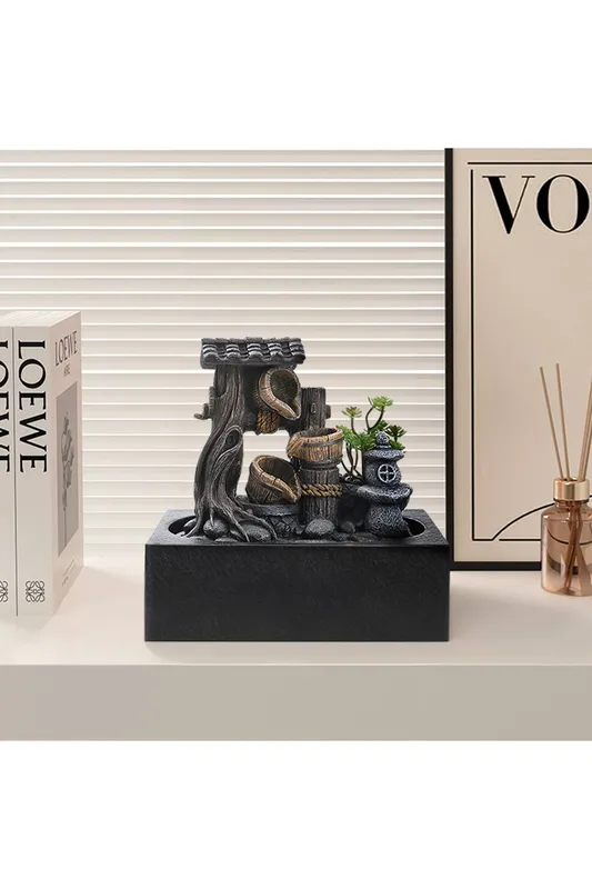 Living and Home Tabletop Fountain Relaxation Water Feature for Home Office Decor in Natural Natural