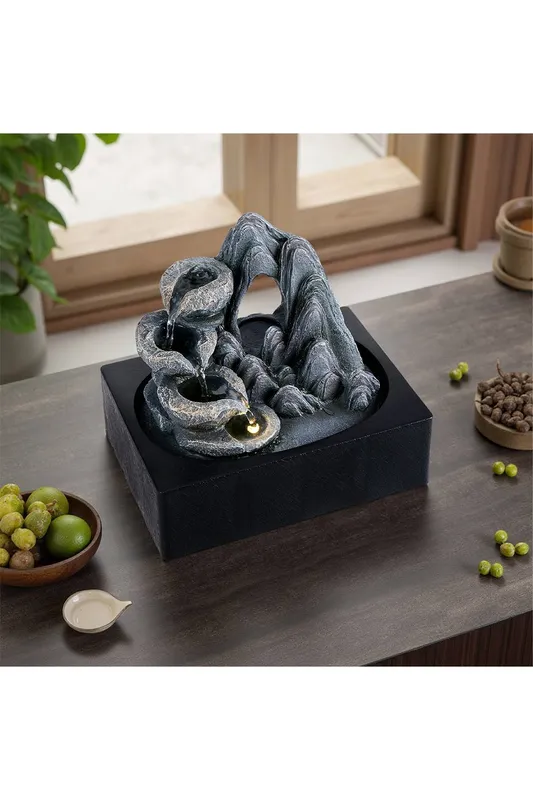 Living and Home Unisex Tabletop Waterfall Fountain w/ LED Lighting in Stone Stone One Size female