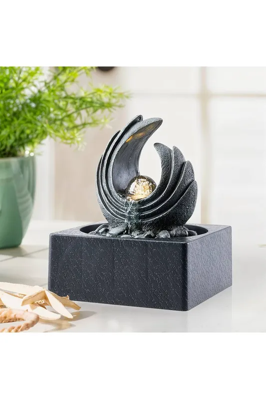 Living and Home Unisex Tabletop Waterfall Fountain w/ LED Lighting in Stone Stone One Size female