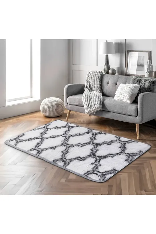Living and Home 100Cm x 180Cm Modern Geometric Shag Rug in White Size: 180 cm x 100 cm White 180 cm x 100 cm