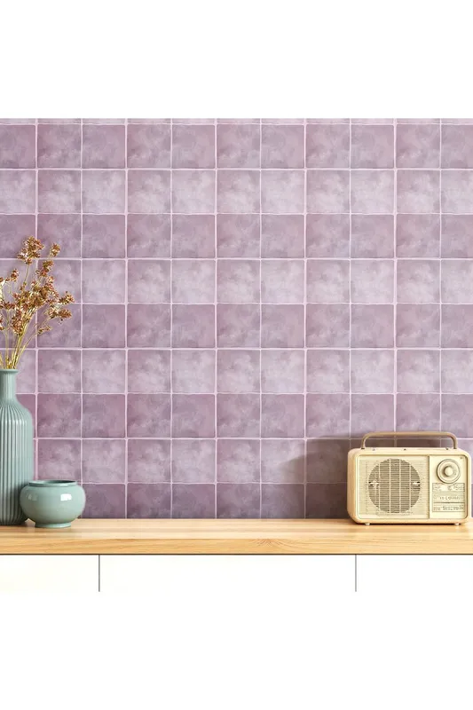 Living and Home 10Pcs 3D Square Self-Adhesive Wall Tile Stickers in Purple Purple