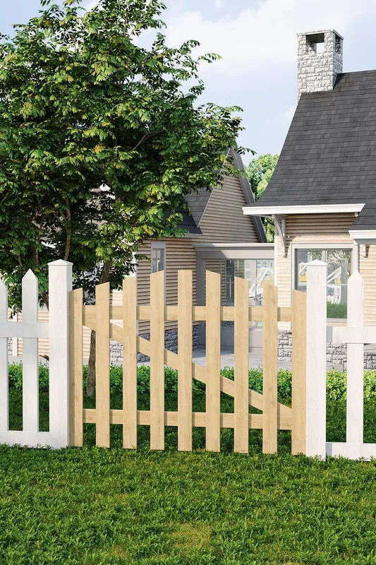 Living and Home 120x90cm Outdoor Arched Wooden Garden Gate Fence Door in Natural Size: 120x90 cm Natural 120x90 cm