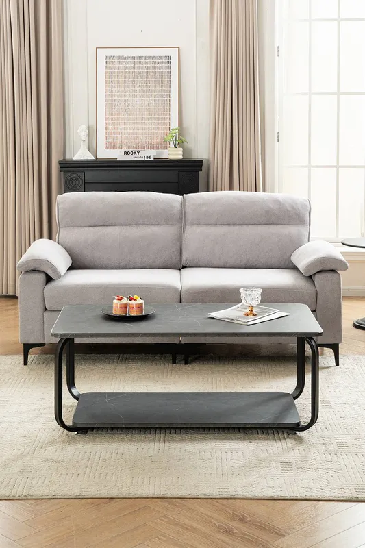 Living and Home Unisex 2-Seater Chenille Upholstered Sofa in Grey Grey One Size female