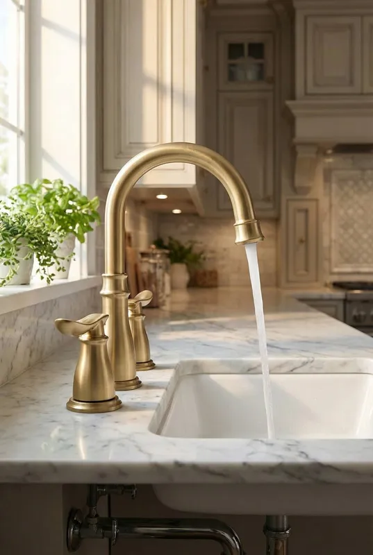 Living and Home Unisex 3-hole Gold Vessee Sink Tap Gold female