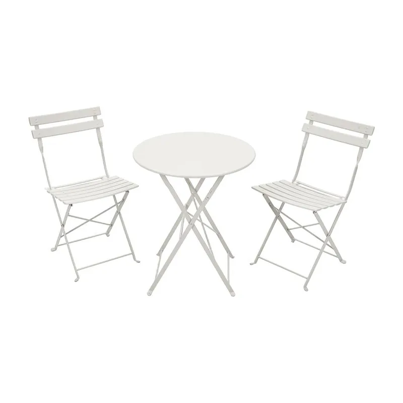 Living and Home Unisex 3-Piece Folding Table & Chairs Set in White White female