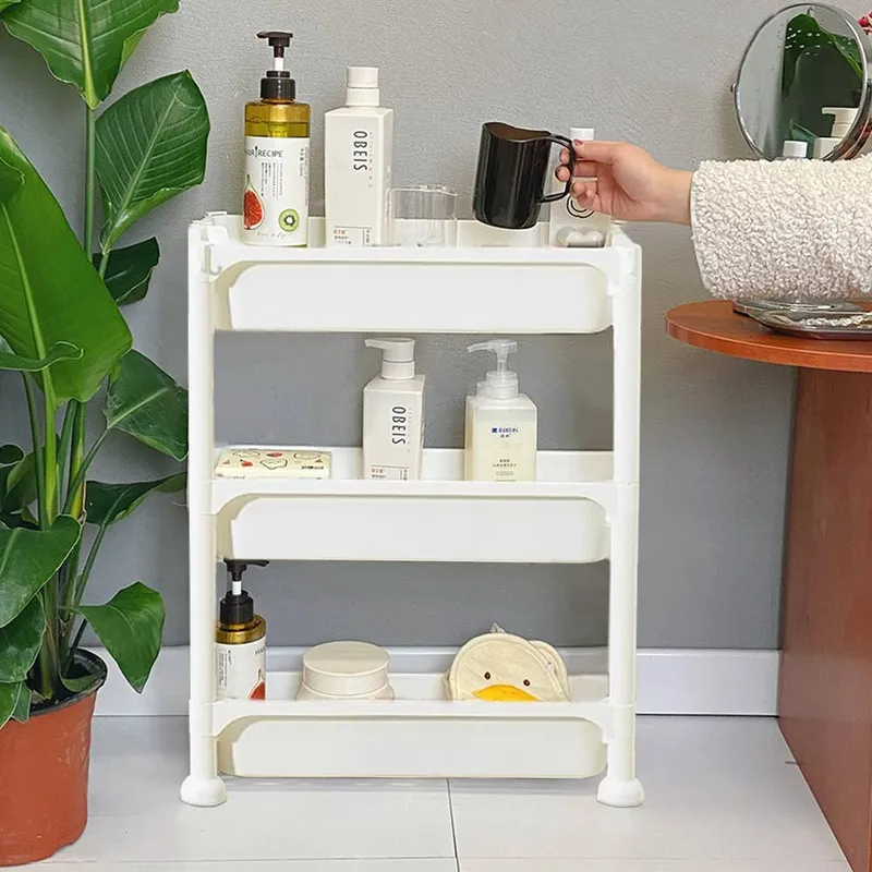 Living and Home Unisex 3-Tier Slim Storage Organiser in White White female