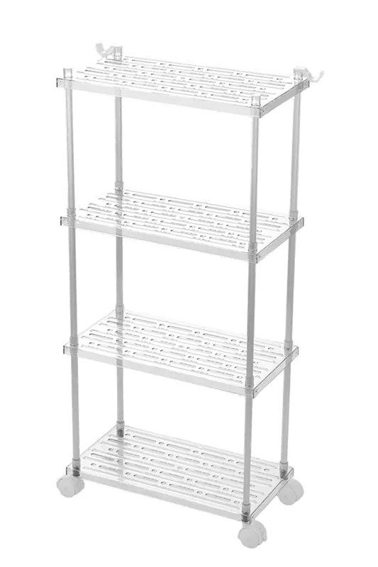 Living and Home 4-Tier Plastic Storage Cart in Silver Size: Large - Silver