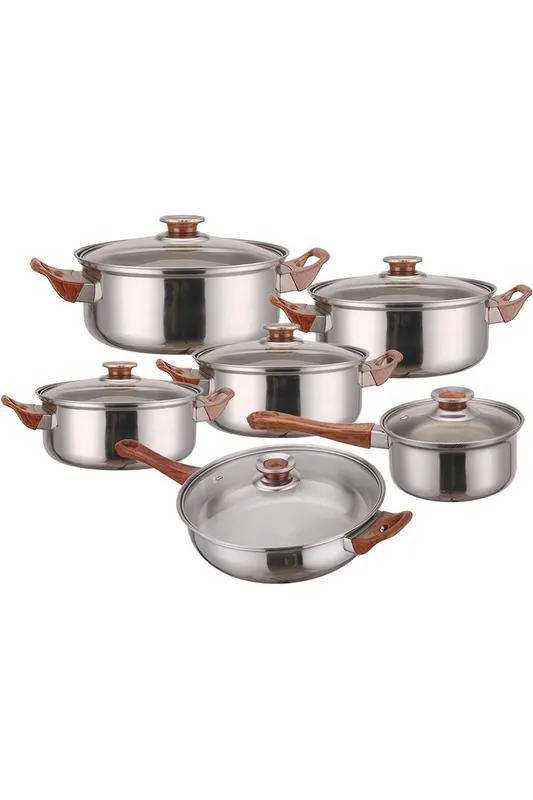 Living and Home Unisex 410 Stainless Steel Cookware Set in Silver Silver One Size female