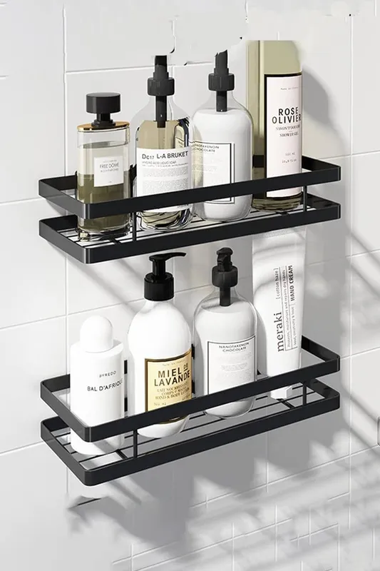 Living and Home Unisex 50cm 1 pc Wall Mounted Bathroom Storage Shelf Kitchen Spice Rack Organizer Hanging Spice Floating Holder in Black Black female