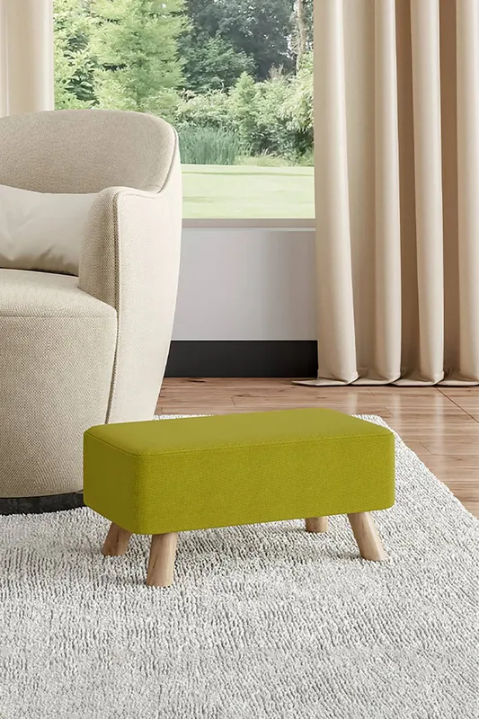 Living and Home 57cm W Rectangular Tofu-shaped Footstool in Green - Green - Size: One Size