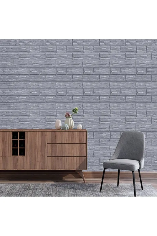 Living and Home Unisex 6 Pcs 3D Wall Panel Decorative Wallpaper in Grey Grey One Size female