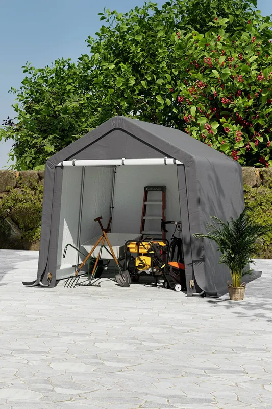Living and Home 6x6FT Galvanized Tube Storage Shed in Grey - Grey