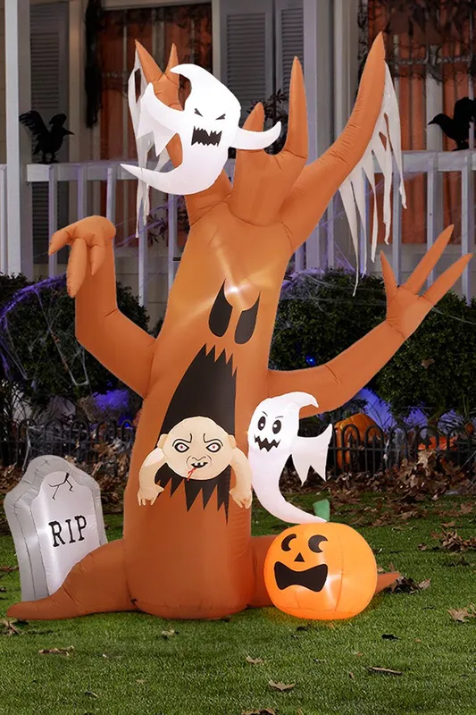 Living and Home Unisex 8FT Inflatable Halloween Ghost Tree Pumpkins in Brown Brown female