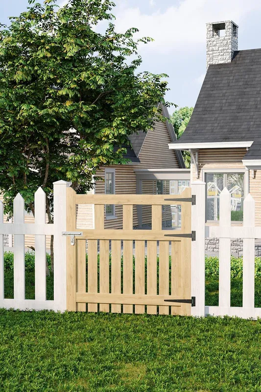 Living and Home 90x90cm Outdoor Rectangular Wooden Garden Gate Fence Door in Natural Size: 90x90 cm Natural 90x90 cm
