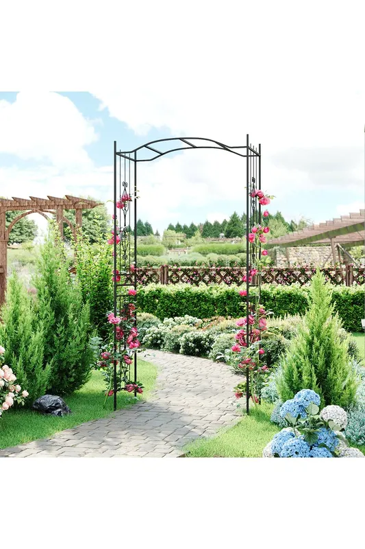 Living and Home Black Garden Metal Arch - Black