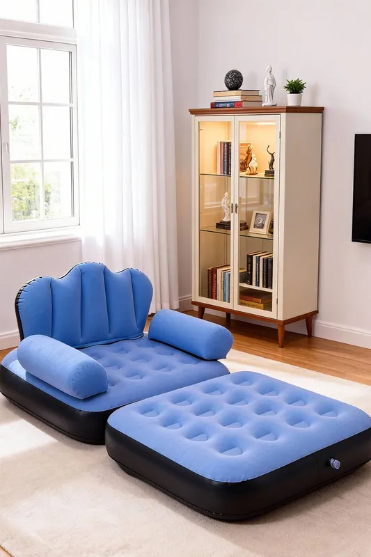 Living and Home Blue Folding Sofa Bed Blue