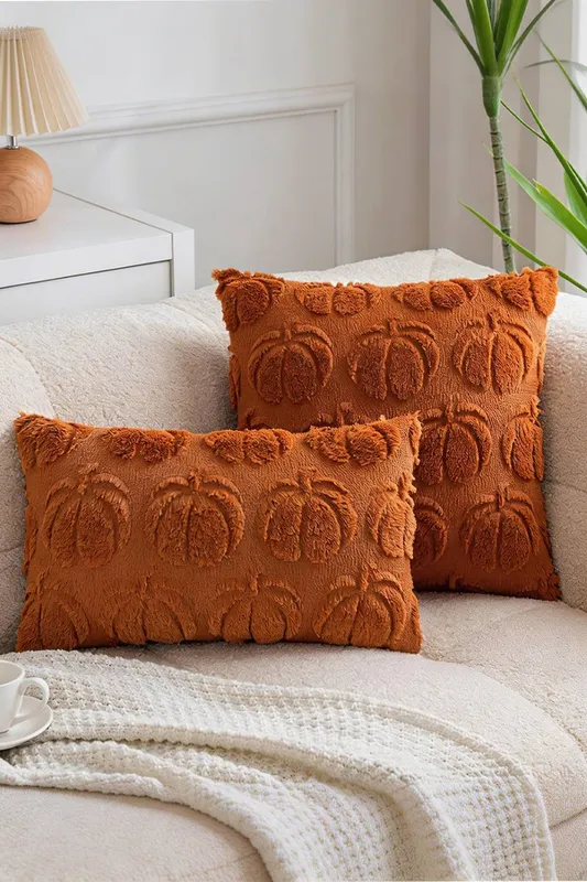 Living and Home Cozy Plush Pumpkin Throw Pillow in Orange Size: 30 cm x 50 cm Orange 30 cm x 50 cm