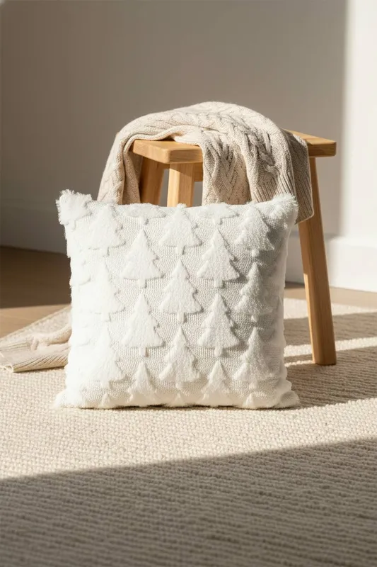 Living and Home Cozy Soft Plush Throw Pillow Cushion Cover in White - White
