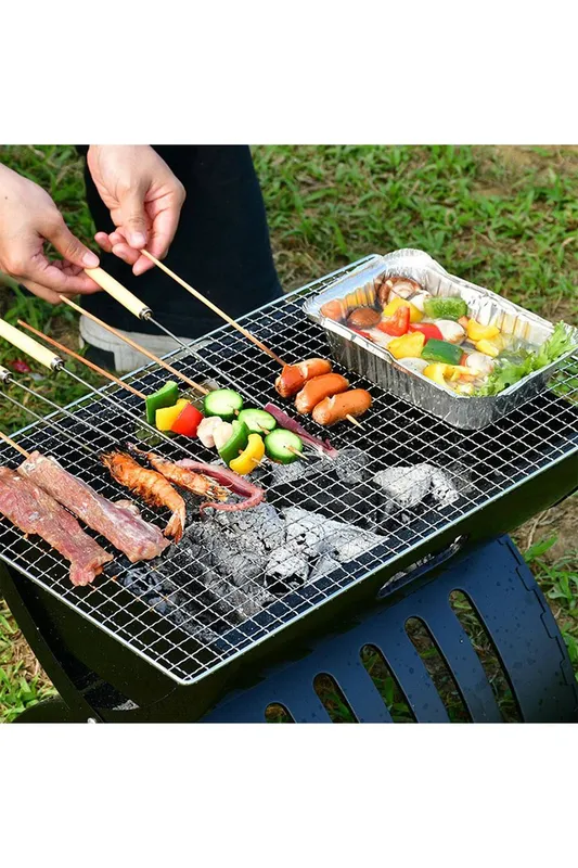 Living and Home Unisex Disposable Rectangle Barbecue Grill Net in Silver Size: Large Silver L female