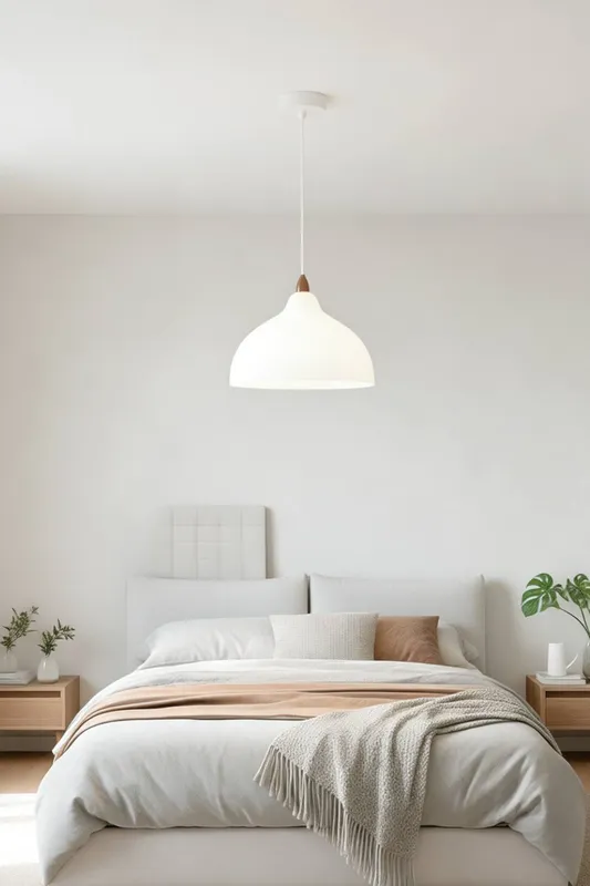 Living and Home E27 Metal Lampshade Pendant Light in White - White - Size: One Size