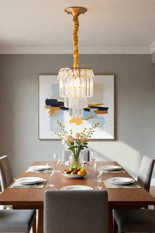 Living and Home Unisex Elegant Crystal Pendant Light in Gold Gold One Size female