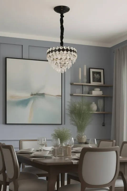 Living and Home Elegant LED Crystal Pendant Light in Black Black