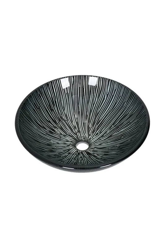 Living and Home Unisex Glass Round Vessel Sink in Black Black female